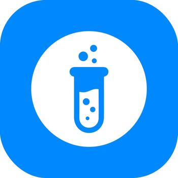 sencillo plano diseño prueba tubo burbujas icono en redondeado cuadrado antecedentes vector