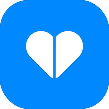 moderno sencillo corazón redondeado cuadrado solicitud plano diseño icono vector