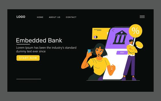 Mobile Banking App Concept with Characters and Interface vector