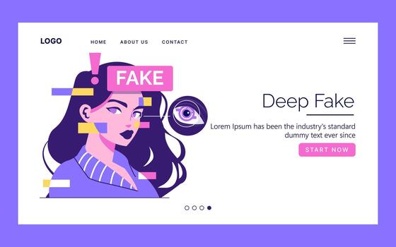 Deepfake Detection Illustration with Alert Elements vector