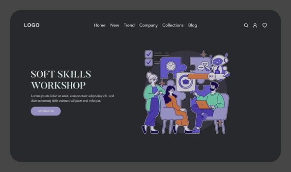 Soft Skills Workshop Illustration with Discussion vector