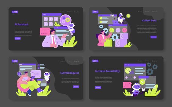 ai asistente y datos colección concepto ilustración vector