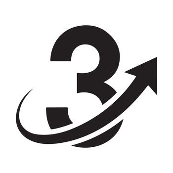 The number three is shown with an arrow pointing to it vector