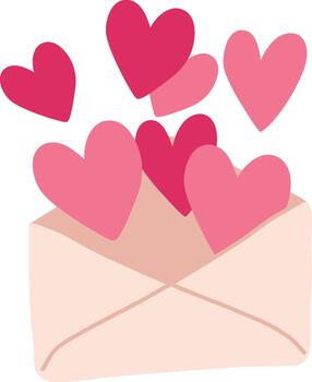 sobre corazones Desbordamiento dibujos animados vector