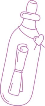 Message In Bottle Line Art vector