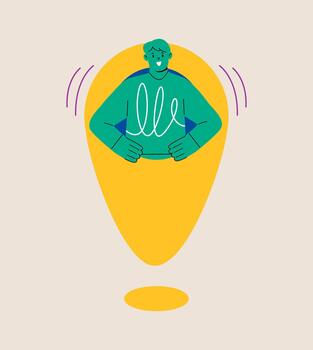 hombre con grande mapa puntero. vistoso ilustración vector