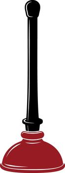 Red plunger with black handle without background. vector
