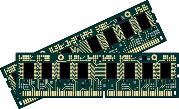 Two computer memory RAM modules without background. vector