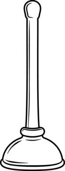 black and white plunger with handle without background vector