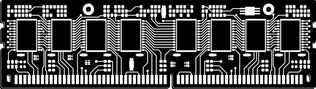 Black and white Computer memory RAM module without background vector