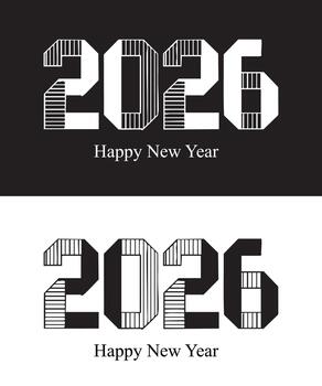Bold Triangular Pattern Design Blocky New Year 2026 Numbers on White Background EPS File vector