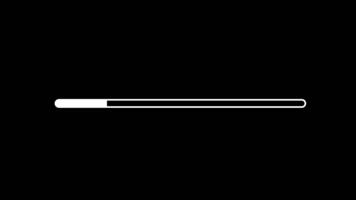 Minimalist white loading bar animation filling up horizontally from left to right on a clean black background. video