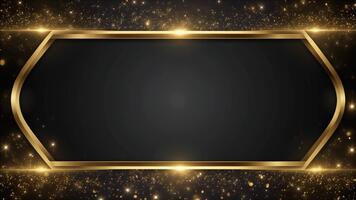 lusso Opaco nero nome etichetta sfondo orlato con magro spazzolato oro Linee la creazione di raffinato premio presentazione video