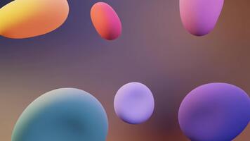 Opaco colorato 3d forme volo a vela con calma attraverso sfocato morbido sfondo la creazione di tranquillo, calmo fluente astratto atmosfera video