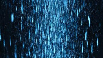 dinamico digitale pioggia di raggiante blu particelle la creazione di un astratto cascata effetto su un' buio sfondo, simboleggiante un' flusso di informazione o energia nel un' nullo spazio video