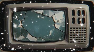 retro crt med bruten glas, statisk snö, och analog scanline förvrängning. video