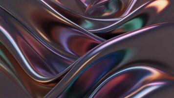 Curved metallic sheets bending and flowing with mirror-like reflections and dynamic video