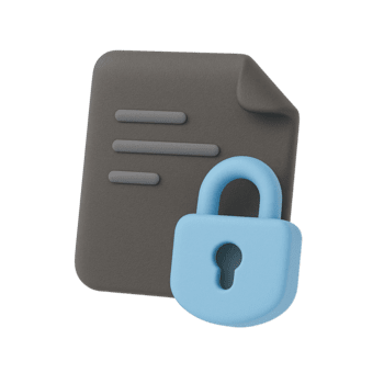 Secure document 3D icon representing data protection and file security on a digital platform. secure document, data protection, file security, padlock icon, 3d render png