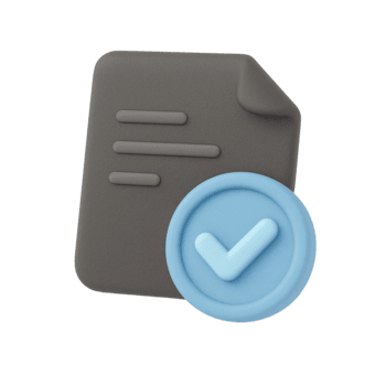 3d documento con segno di spunta icona. verificata file, approvato contrarre, successo concetto grafico rendere. documento, segno di spunta, approvazione, 3d icona, verificata png