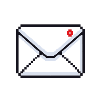 charmig pixel konst e-post ikon terar en ny meddelande underrättelse, idealisk för digital kommunikation, uppkopplad varningar, och inkommande post i en retro spel estetisk png