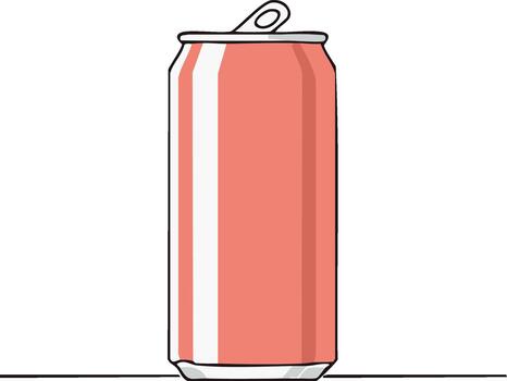Canned beverage, editable metallic container with easy open tab. Refreshment for summer holiday and hot days illustration vector
