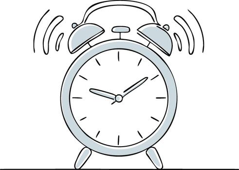 Ringing Alarm Clock Doodle Hand-Drawn Illustration Style for Time, Punctuality, and Morning Concepts in Isolated Simplicity vector