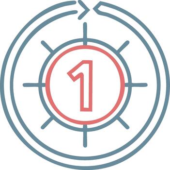 Circular Timer Illustration One Step, Cycle Process Indicator, Rounded Clock vector