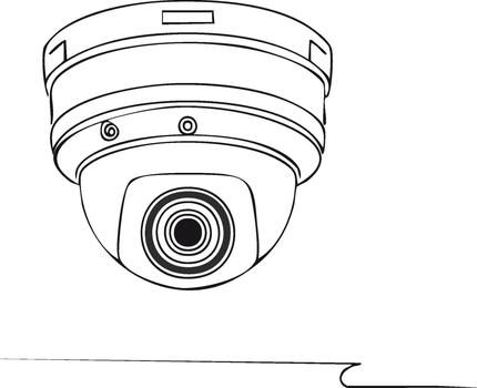 Hazme seguridad cámara pulcro contorno estilo, vigilancia dispositivo, supervisión sistema gráfico vector