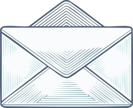 detallado ilustración de un abierto sobre con lineal grabado demostración el mensaje dentro comunicación vector