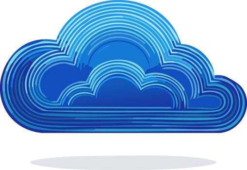 Stylized Circular Cloud Graphic in Blue Tones Abstract Weather Symbol with Layered Rounded Lines for Design vector