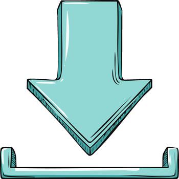 Hand-Drawn Download Icon Simple Blue Arrow Pointing Down for Websites and User Interfaces vector