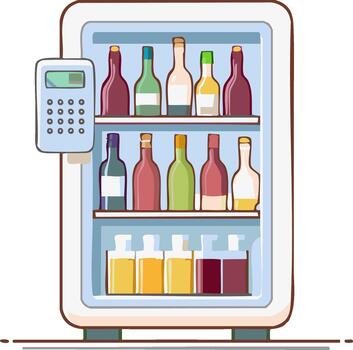 Vending Machine with Different Bottles Inside Illustration vector