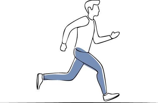 Single Continuous Line Art of a Running Person Illustration Design, Minimalist Style Athletic Figure in Motion vector