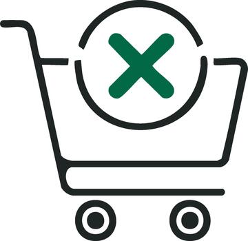 Shopping Cart with Cancelled Order Icon Symbolizing No Purchase or Abandoned Transaction Minimalist Design vector