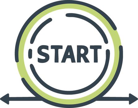 Start Symbol with Circular Design and Arrows, Beginning Concept, Flat Icon vector