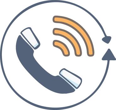 Phone handset icon in a circle emitting sound waves representing a connection and communication system vector