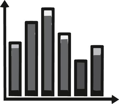 Hand Drawn Bar Graph Displaying Growth and Decline in Data Analysis vector