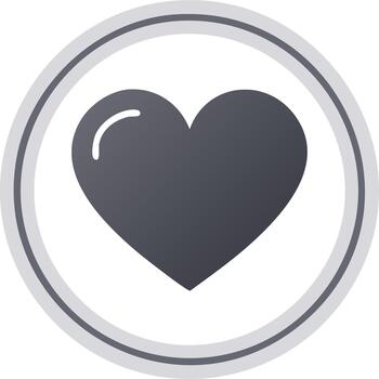 Heart icon inside a circle with a grey gradient, emblem of love and caring, symbol of affection, health-related item vector