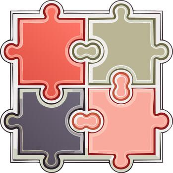 Colorful Jigsaw Puzzle Pieces Interlocked - Interconnectedness and Conceptual Problem Solving vector