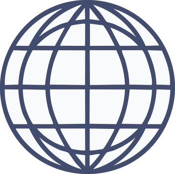 Earth Globe Icon with Meridians and Parallels for Global Communication Design vector