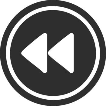 Rewind symbol within circular shape suggesting navigation functionality for digital interface design or media playback control vector