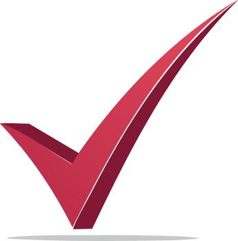 Maroon Check Mark Symbol Signifying Correctness, Confirmation, and Verification Process vector