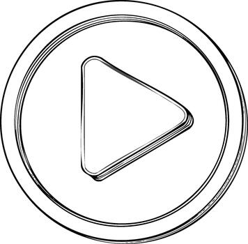 Play Button Drawing Style Multimedia Application Control vector