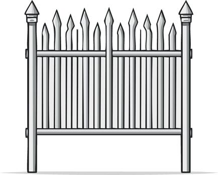 White Picket Fence Illustration With Pointed Top Rails And Posts, Front View Style vector