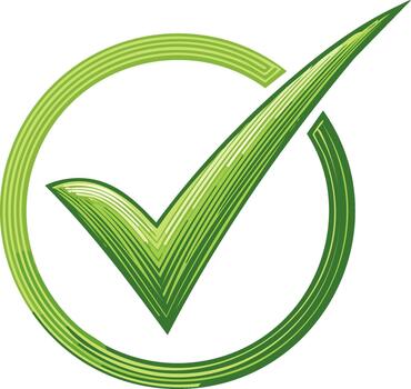 Green check mark symbol in circle illustration, approval, correct, tick sign for web design vector