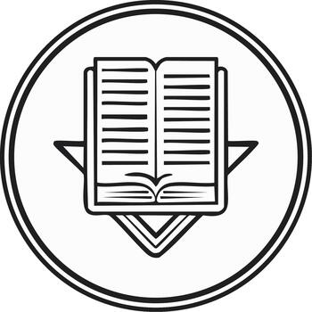 abierto libro ilustración icono dentro circular Insignia gráfico para educación, conocimiento, lectura, aprendiendo, estudiar, biblioteca tema vector