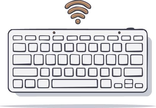 inalámbrico computadora teclado dibujos animados estilo ilustración con señal icono encima para conectividad vector