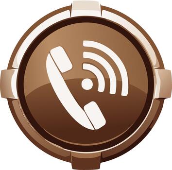 llamada botón icono con teléfono y señal olas en retro estilo ilustración vector