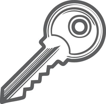 Outline drawing of a Key icon security, access, lock, open, unlock concept illustration vector