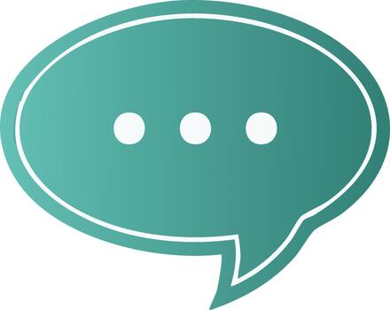 Aqua speech bubble icon with ellipses inside communication metaphor symbol conversation dialog box vector